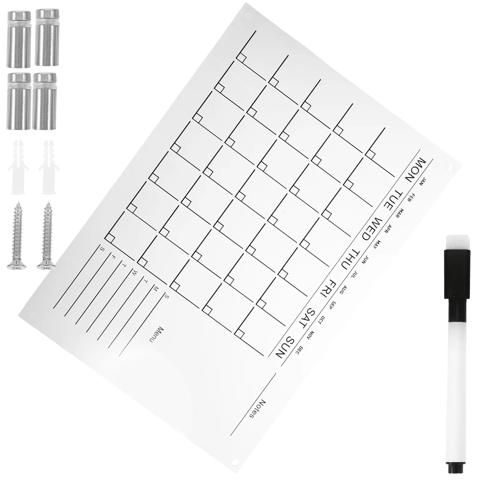 

1 set Acrylic Erasable Writing Board Clear Weekly Planner L Size 4 Adhesive Hooks Dry Marker Home Office Wall Calendar