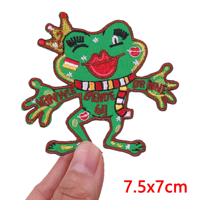 Oeteldonk embleem kikker patch DIY carnaval voor Nederland strijkpatches op kleding kikker geborduurde patches voor kleding