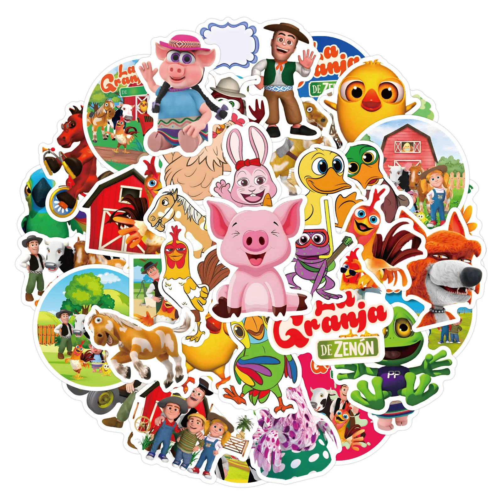 50 Pegatinas de La Granja de Zenón, Pegatinas de Dibujos Animados, Graffiti, para Álbumes de Recortes, Equipaje, Laptop, Guitarra, Teléfono, Taza, Coche, Divertidos Juguetes para Niños