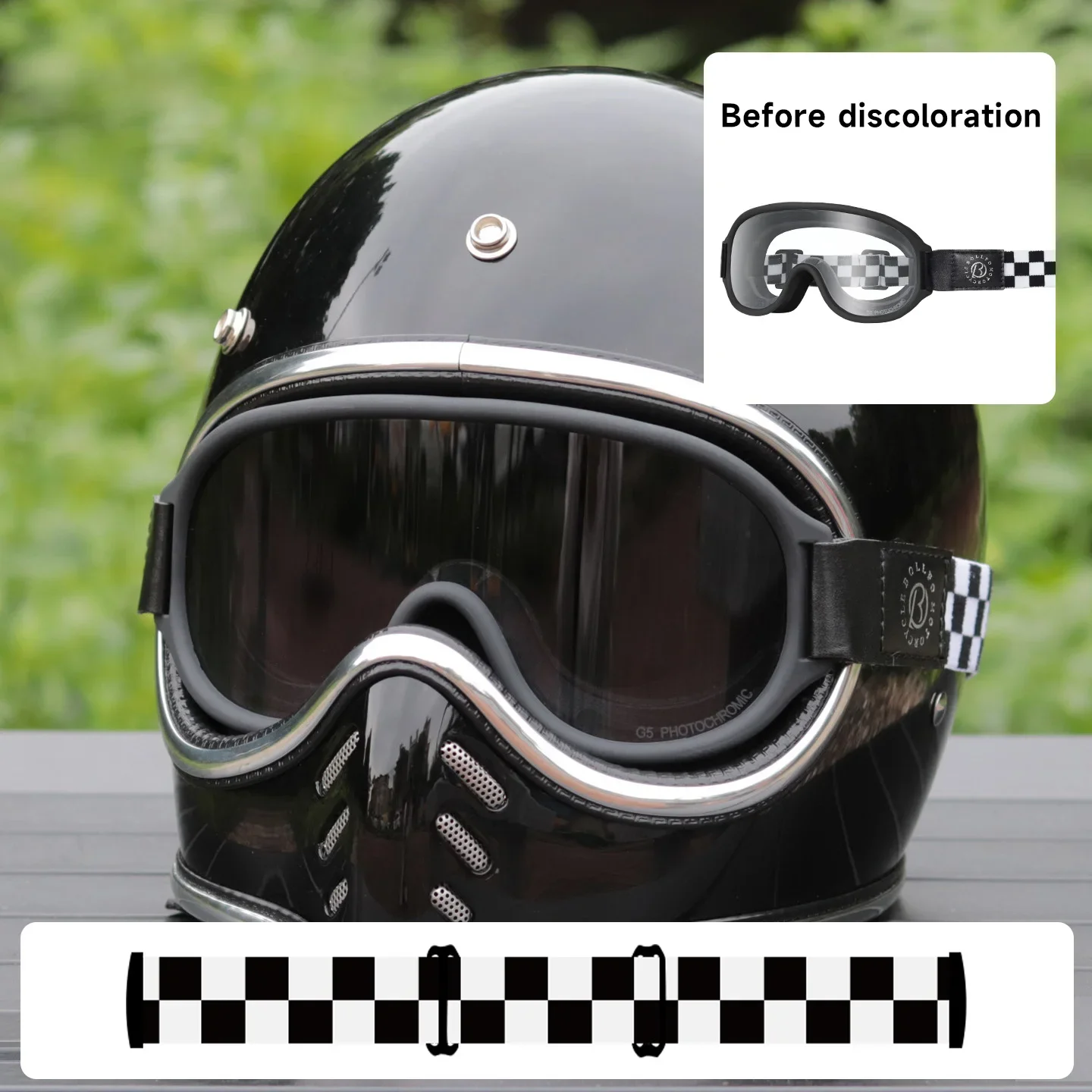 

Vintage Motorcycle Glasses Polarized for Small Helmet Anti-fog Motorcycle Riding Goggles Photochromic UV400 Dirt Bike Eyewear