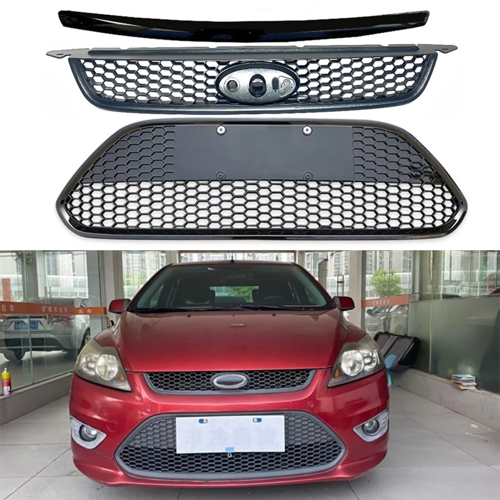 Front Lower Grille Bumper Honeycomb Gill For Ford Focus 2009 2010 2011 2012 2013 2014 2015 Hatchback Sedan Matte Black