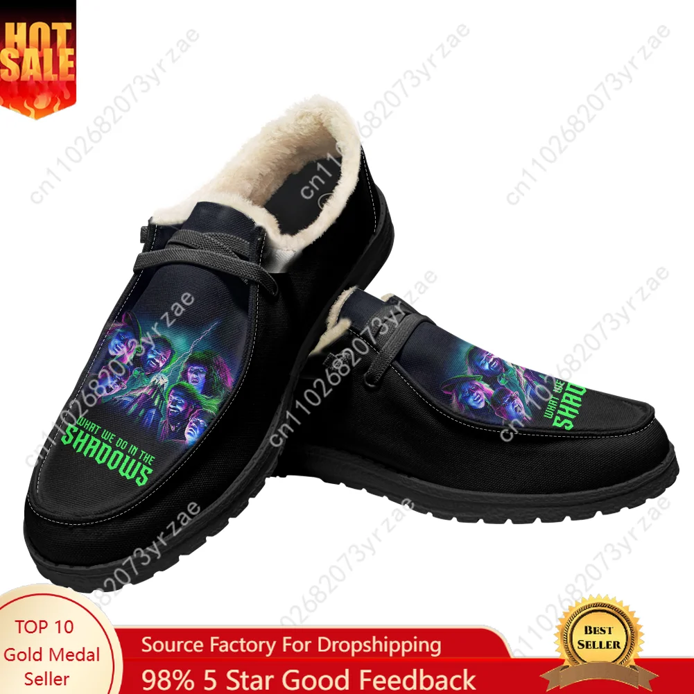 

What We Do in The Shadows Velvet Flat Shoes Mens Womens Warm Sneakers Indoor Outdoor Lightweight Fashion Print Shoe Custom Shoes