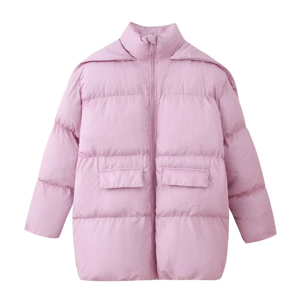 منتجات الشتاء الأوروبية والأمريكية الجديدة، معطف قطني سميك مطبوع بغطاء للرأس عصري وبسيط ولطيف للطلاب #3