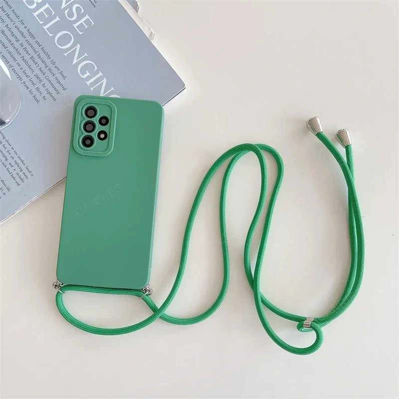 A 55 35 25 15 S 24 Crossbody Lanyard Case For Samsung Galaxy A55 A35 A25 A15 A05s S24 Plus Ultra 5g M34 Cord Silicone Back Cover