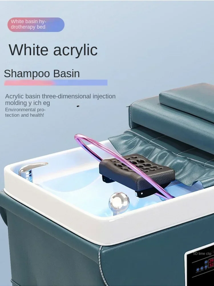 Shampoo Chair Barber Shop with Water Heater Intelligent Constant Temperature Water Circulation Fumigation Head Treatment Bed