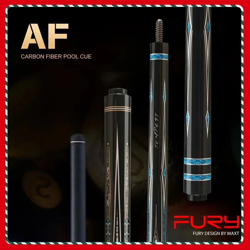 

FURY Billiard AF Series Carbon Fiber Pool Cue Stick 12.5mm Professional Carbon Technology Low Deflection3/8*10 Joint 147cm Kit