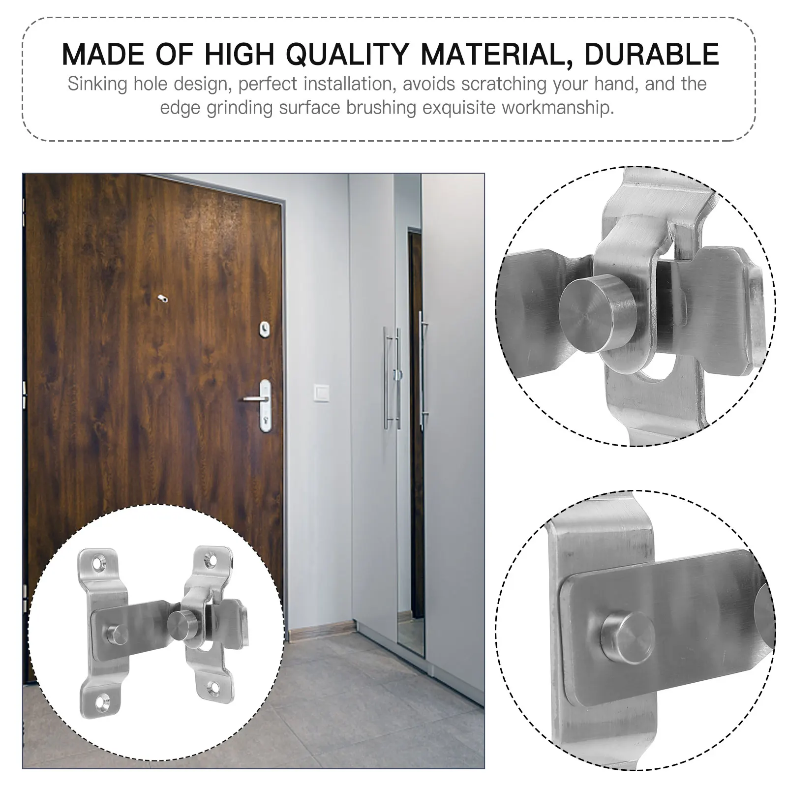 

2 pcs Stainless Steel Door Locks Corrosion Resistant Latch Bolt Right 90 Degree Toggle Privacy Latch For Bedroom