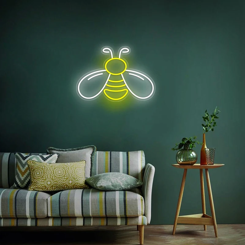 Cute Honey Bee LED Neon Light Sign Acrylic Neon Sign USB Dimmer Switch For Home Kids Bedroom Gaming Room Wall Decor Night Light