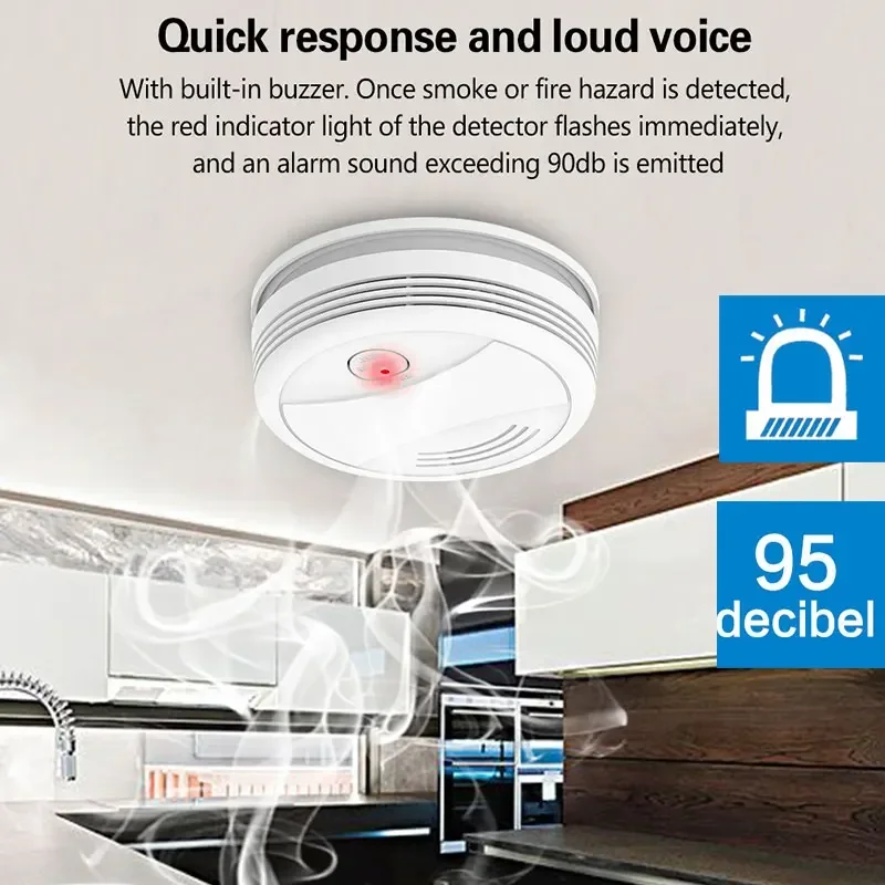 HIVA Tuya WIFI Fire Smoke Detector Security Alarm System For Garden Smoke House Home Office SmartLife APP Control Fire Alarm