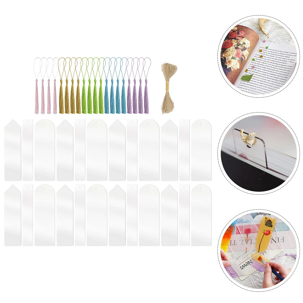 6-45PCS Blank Clear Acrylic Retro Bookmarks Card Rectangle Craft Transparent Delicate Acrylic Book Markers With Small Bookmark