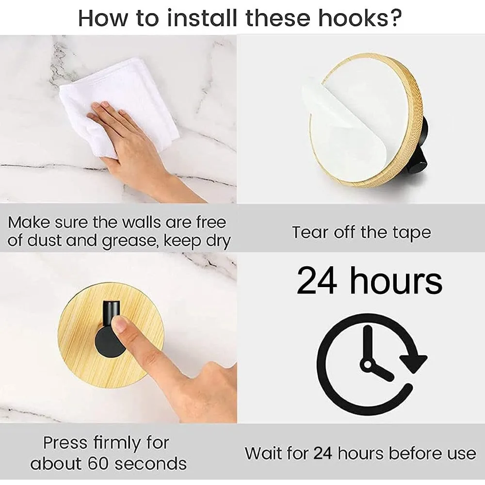 Self-adhesive Hook Bathroom Bamboo Wall Hooks Space Aluminum Waterproof Storage Holder Kitchen Towel Rack Home Accessories