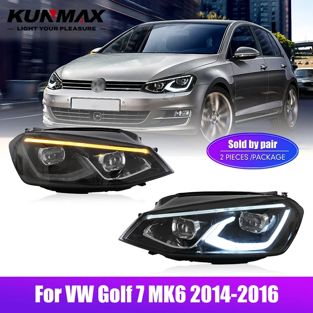 

Светодиодные автомобильные фары в сборе для VW Golf 7 MK6 2014-2016, автомобильный Стайлинг, фары DRL, тюнинговый светильник Plug and Play, светодиодные фары