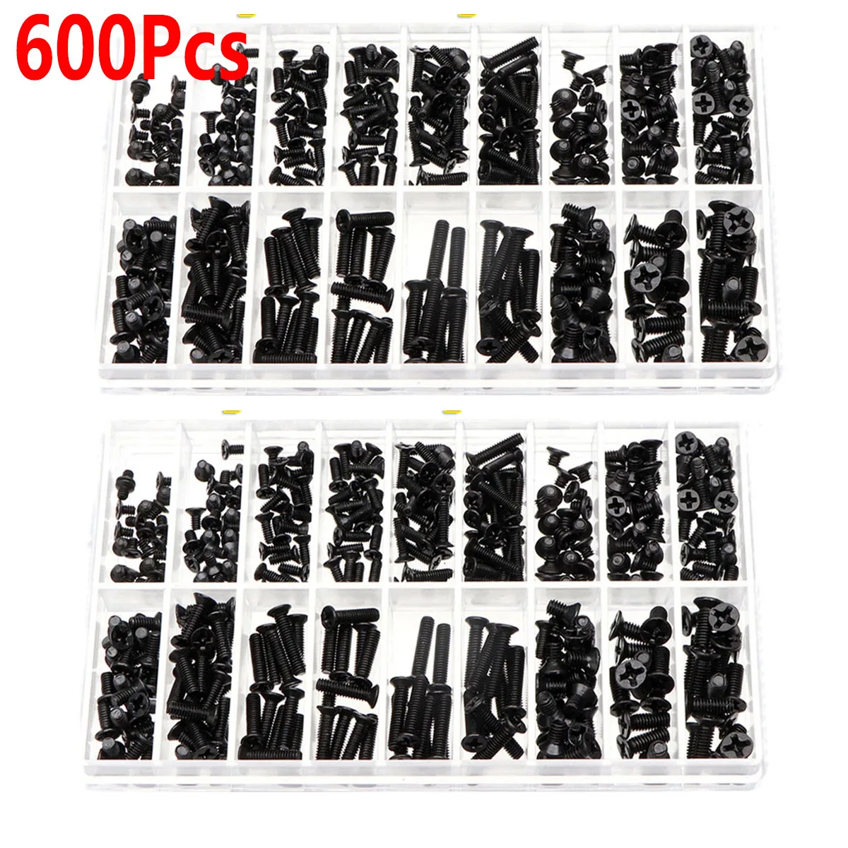 

600Pcs M2 M2.5 M3 Black Flat Head Screw Kit Laptop Small Screws Washers For Laptop Notebook Screws Nuts Kit PC Computer Glasses
