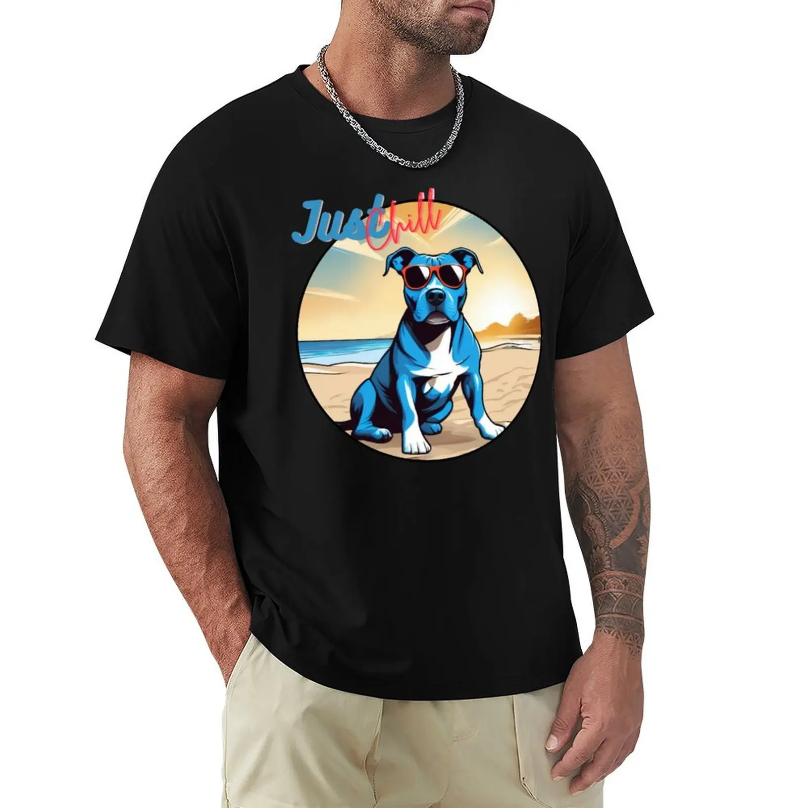 

Amstaff hust chilling on the beach T-Shirt fashion shirts kawaii clothes oversizeds T-shirts man mens funny t shirts