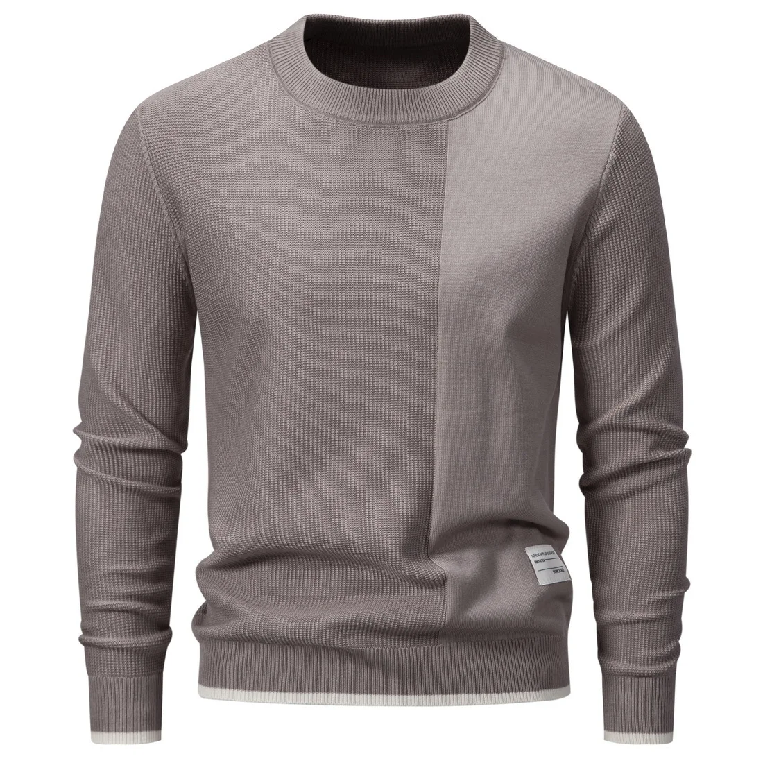 Suéteres de retazos de punto para hombres, Jersey cálido de invierno, suéter de fondo, cuello redondo informal Simple, ropa diaria