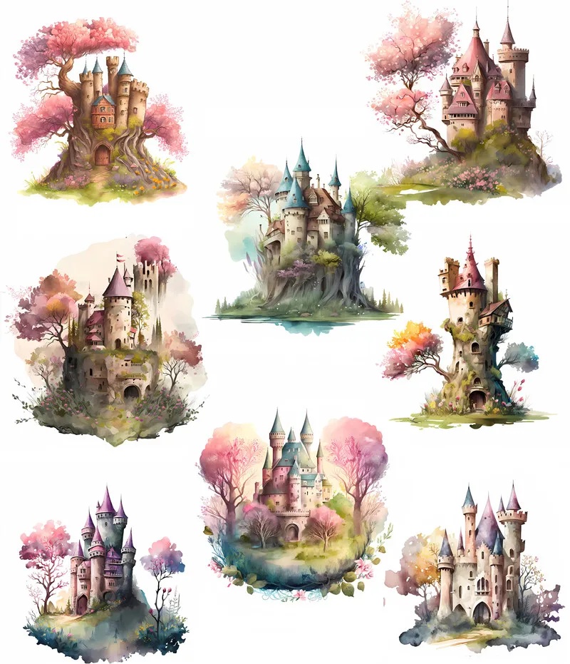 8Pcs/Pack Elf Tree House Sticker DIY Craft Scrapbooking Album Junk Journal Decorative Stickers