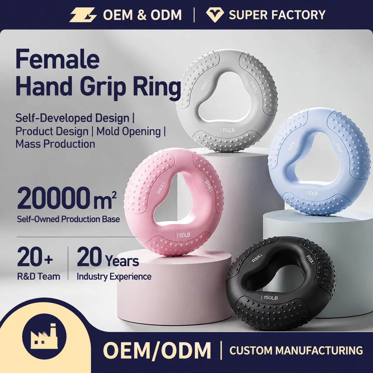 Silicone Hand Grip Strengthener Ring 3 Resistance Levels Finger Exerciser for Men Women Resistance Training