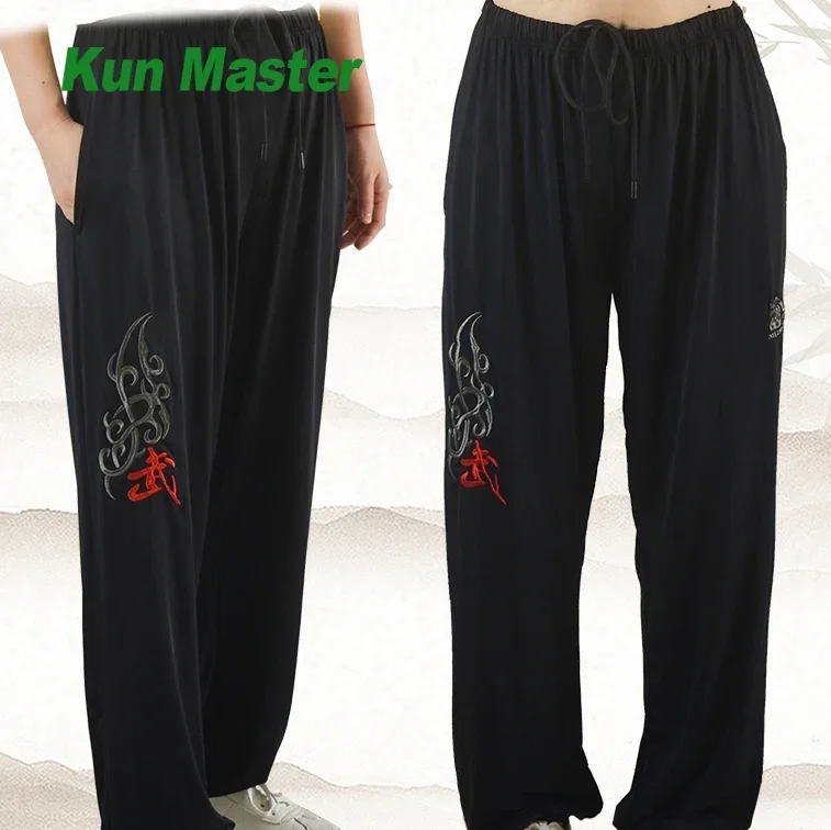 

Tai Chi Pants Embroidery Wushu Clothing Kung Fu Trousers Martial Art Uniform Breathable New Style Elastic Waist