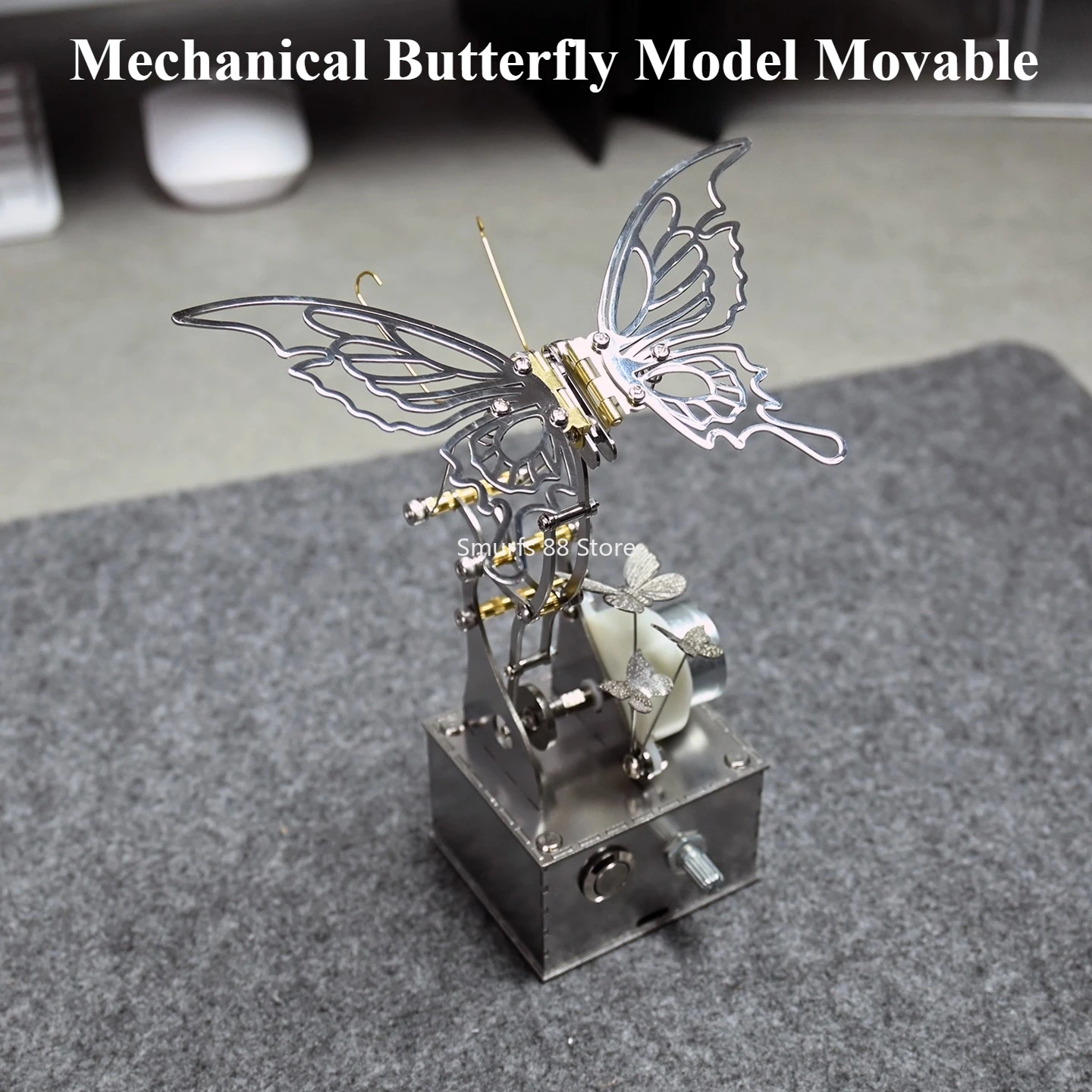 

Механическая модель бабочки, орнамент, креативная металлическая механическая бабочка, подвижная настольная модель, игрушки