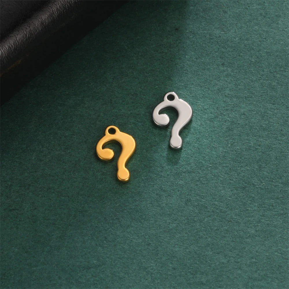 10pcs/ Lot Wholesale Question Mark Charms For Jewelry Making Stainless Steel Tiny Pendants Accessory Diy Necklace Craft Supplies