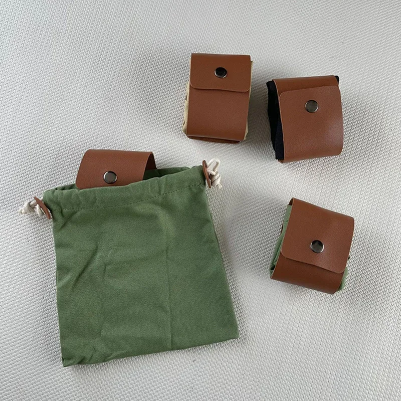 Canvas Foraging Bag Outdoor Picking Bag Foldable Portable Waist Tool Pouch Drawstring Storage Bag for Hiking Camping Gardening