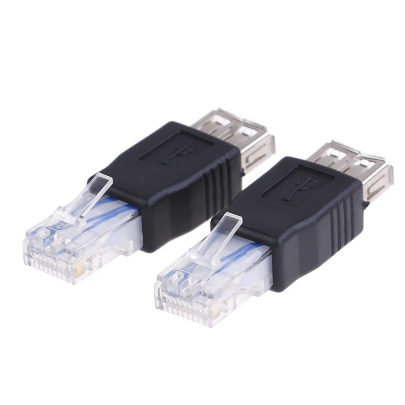 1Pc Ethernet RJ45 Male To USB Female Connector Converter Adapter  Usb To Network Cable Crystal