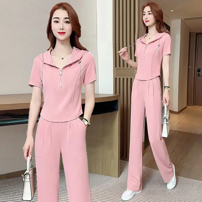 

Tracksuit Ladies Trouser Comfortable with Sleeve Promotion Full Sport Outfit Summer 2025 Sweatshirt Women's Pants Two Piece Set