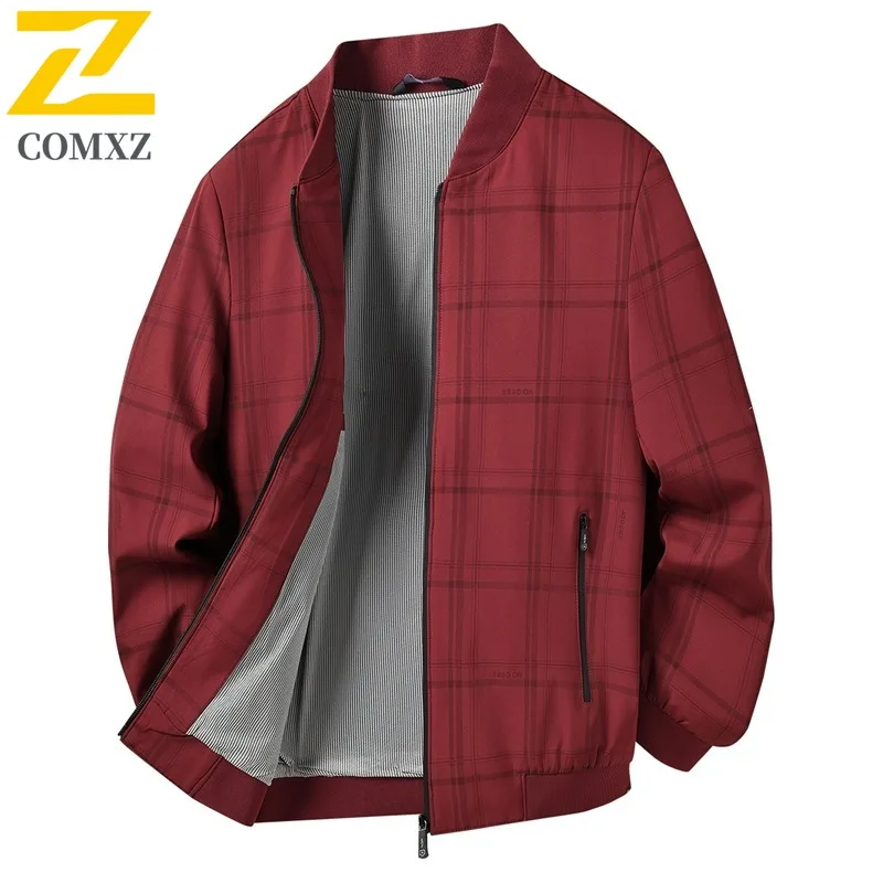 

COMXZ 2025 Мужская куртка с воротником-стойкой, деловое повседневное ветрозащитное пальто, весенняя модная универсальная верхняя одежда для папы среднего возраста