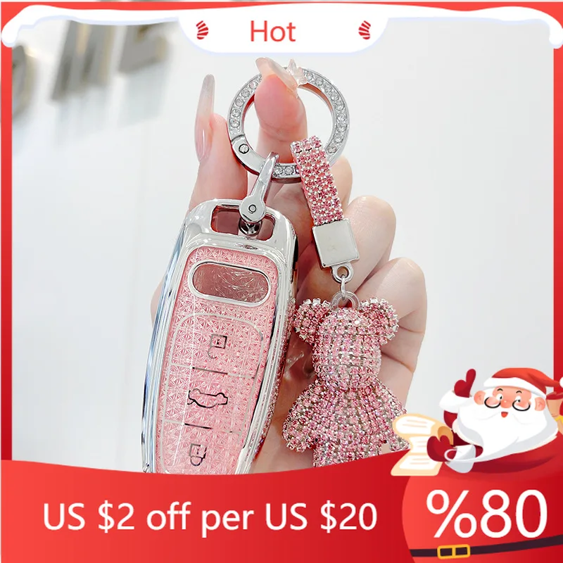 

Горячий чехол из ТПУ для автомобильного пульта дистанционного ключа, чехол-держатель, защитный брелок для Audi A3L A4L A5 A6L Q4 e-tron A7L Q5 Q6 RS6 R, внутренние наклейки