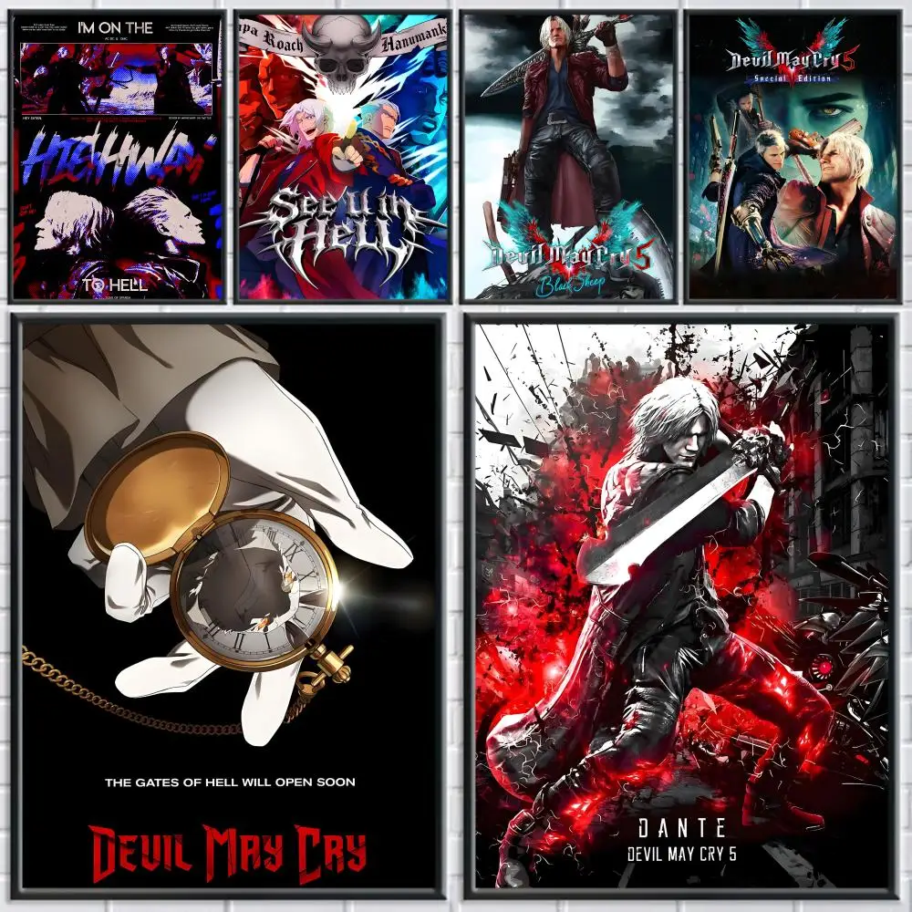 Classic Game D-Devil May Cry Poster Home Living Bed Room Bar Hallway Sticky Wall Printing Waterproof Aesthetic Decor