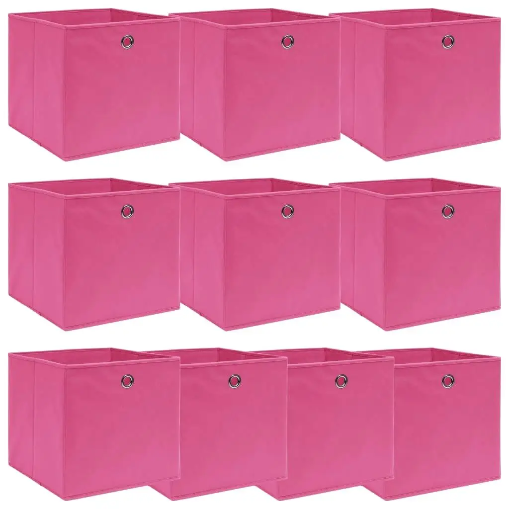 10-Pack Pink Fabric Storage Boxes 32x32x32 cm - Stylish Organization Solution