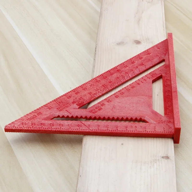 12 inch woodworking multifunctional triangle ruler with a 90/45 degree right angle, used for cutting, marking, and pulling wires