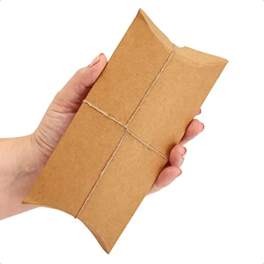 Pudełka na prezenty z papieru, etui na karty podarunkowe, 100 sztuk, brązowy papier, 19 x 9,4 x 3 cm, kartonowe woreczki z jutowym sznurkiem