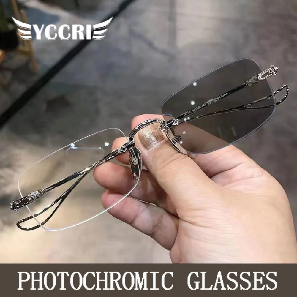 

Photochromic Glasse Women Reading Glasses Men Frameless Clear Glasses Presbyopia Glasses Reading Sunglasses for Men