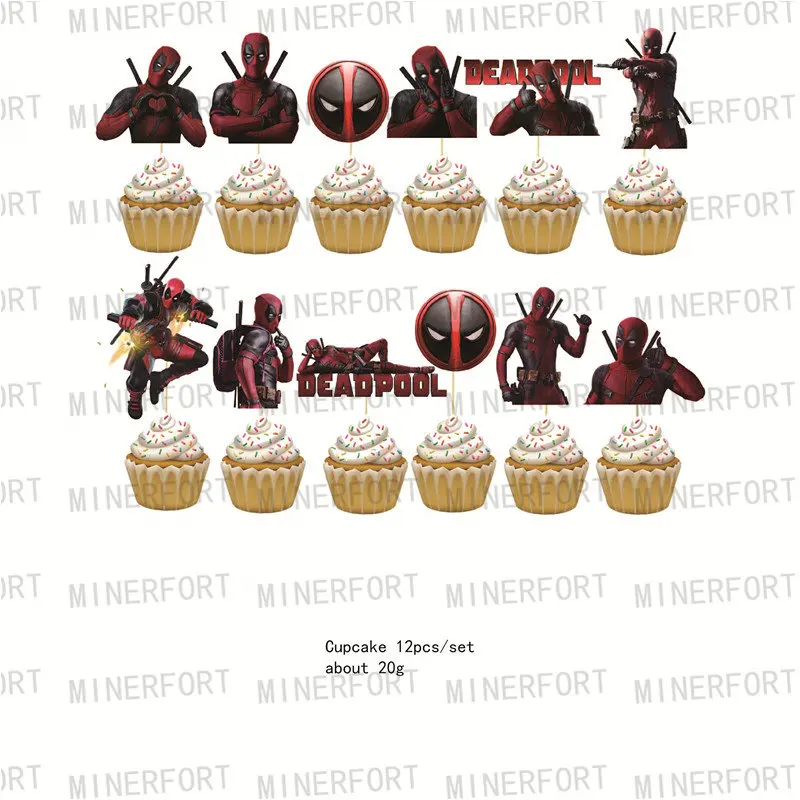 Superhero Deadpool Theme Cartoon Festival Celebration Party Suppiles Kids Happy Birthday Disposable Tableware Balloon Decorate