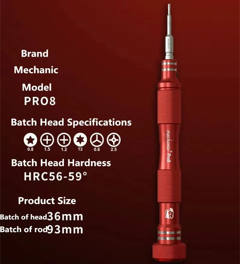 Starker magnetischer Schraubendreher MECHANIC PRO8(MAX8), spezielles Hartwerkzeug zum Zerlegen, Reparatur, Y-förmiger, fünfeckiger, Kreuzschlitz- und T2-Schraubendreher – Detail 6