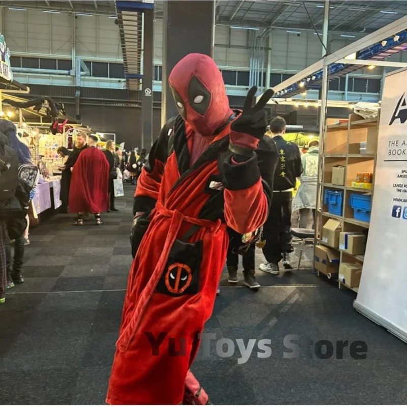 2025 Marvel Avengers Deadpool Cartoon Long Warm Thickened Character Pajamas Creative Personalized Embroidered Cosplay Clothing