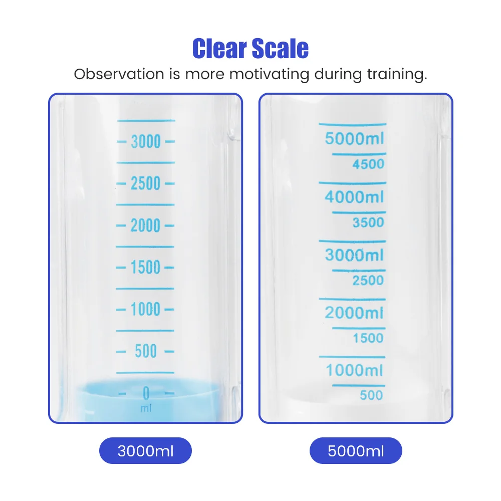 3/5000ml Volumetric Single-Ball Breathing Trainer Lung Exerciser Incentive Spirometer Breath Measurement for Deep Breath Trainin