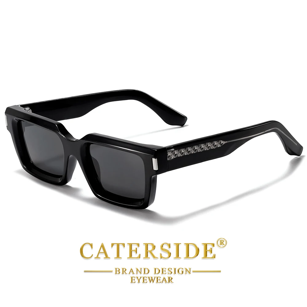 CATERSIDE Neue Retro Herren-Sonnenbrille Hochwertige Quadratische Sonnenbrille mit Dickem Rahmen Damen Outdoor-Reise-Fahrbrille UV400 – Detail 14