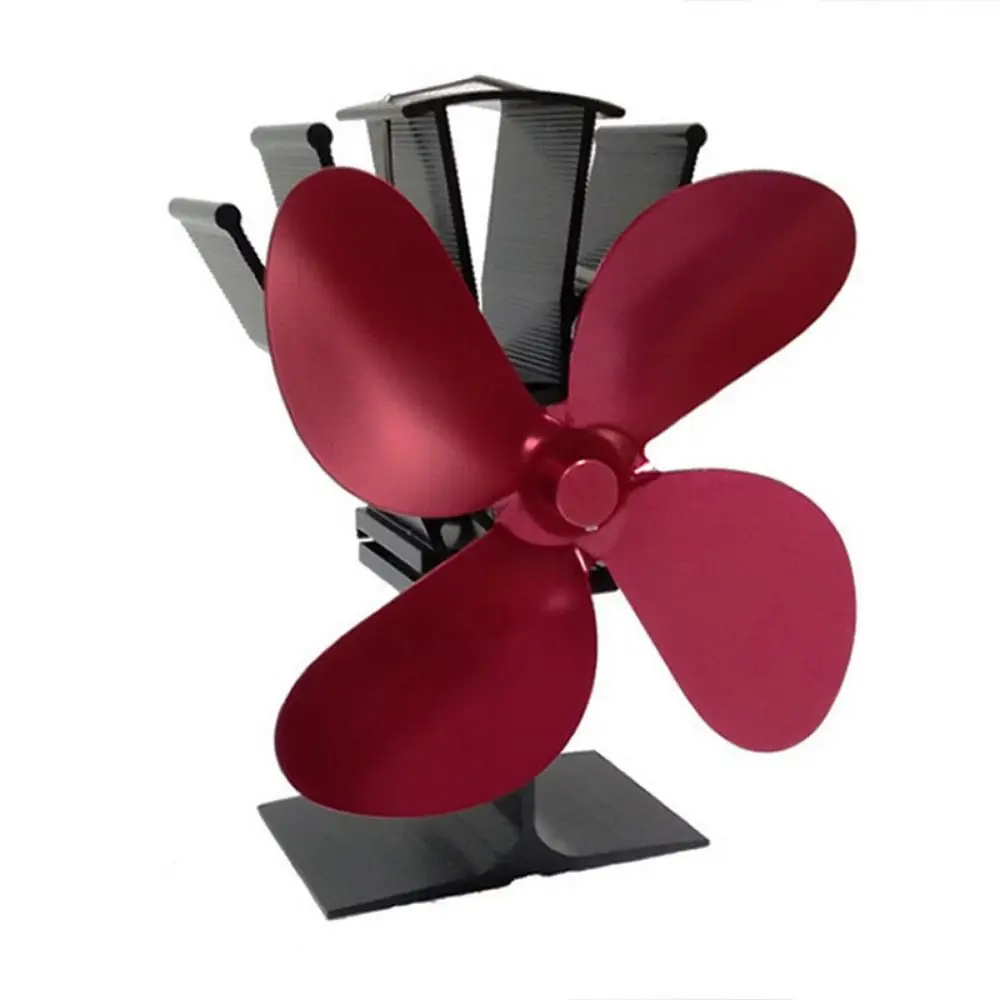 Eco Friendly Heat Powered Fireplace Fan Quiet No Charge 4 Blades Stove Fan Efficient Heat Distribution Self-starting