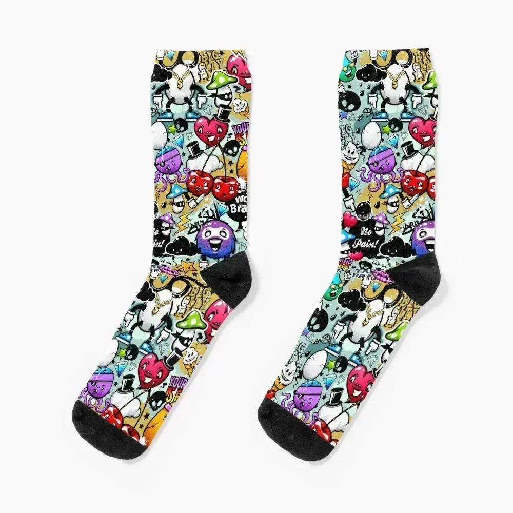 

graffiti fun Socks halloween new year golf professional running Male Socks Women's