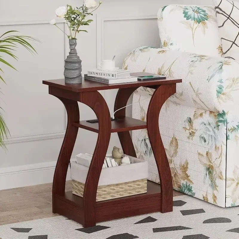 

End Table with Charging Station, Side Table with USB Ports and Outlets