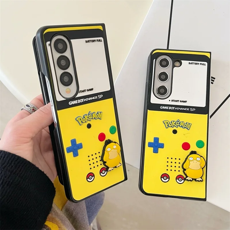 

Japan Anime Cute cartoon P-Pokemon Clefairy Flareon‌ Psyduck Phone Case for Samsung ZFold 3 4 5 6 7 ZFold7 3D P-Pokemon Cover