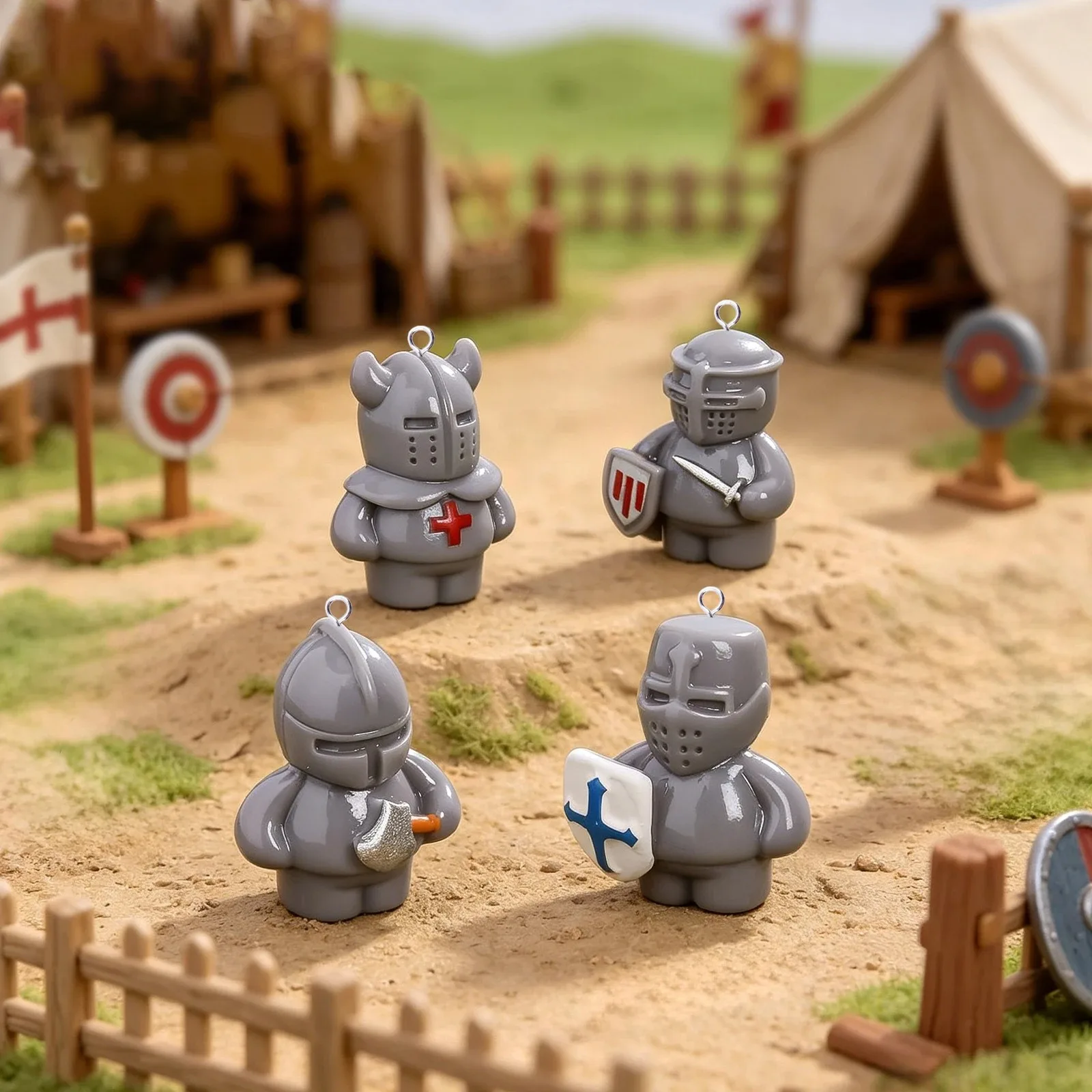 10Pcs Cute Medieval Knight Resin Charms Armor Warrior Pendants DIY Craft Supplies for Bracelet Jewelry Making