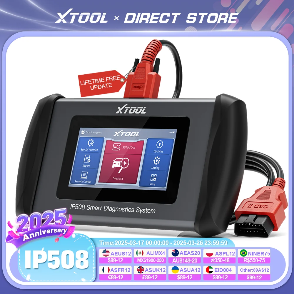 XTOOL InPlus IP508 OBD2 Cars Diagnostic Tools Automotive Scanner 5 Systems Diagnostics Lifetime Free Update Built-in CAN FD