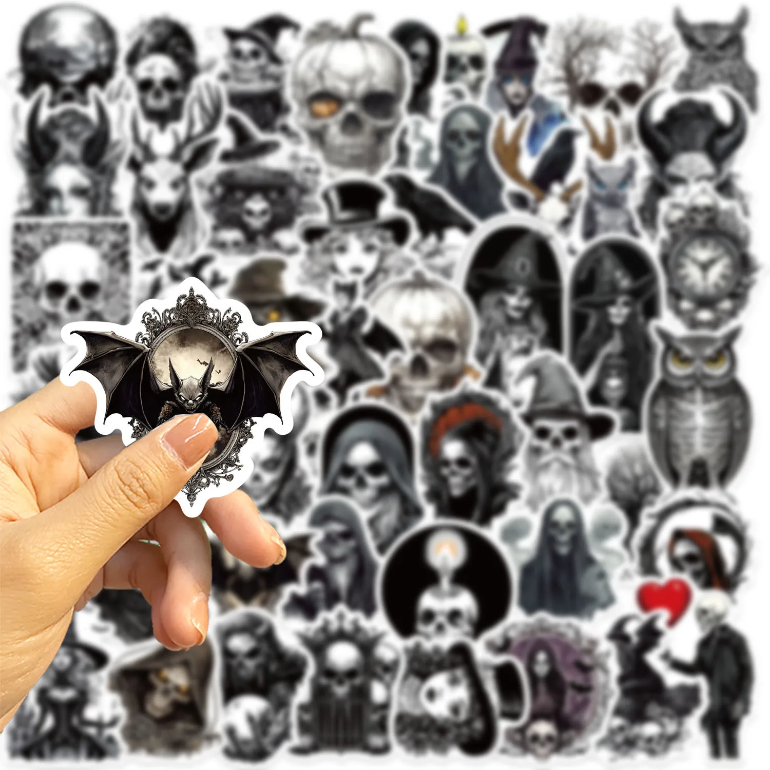 50Pcs Retro Aesthetic Horriblr Skull Pumpkin Cartoon Stickers For Decoration Laptop Phone  Suitcase Skateboard  Sticker Decals