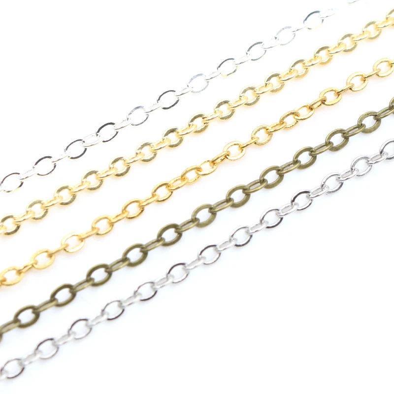 5 Meters/lot 2.4x1.8mm 5 Colors Plated Welded Iron Cable Chains Necklace DIY Jewelry Making Findings Accessories