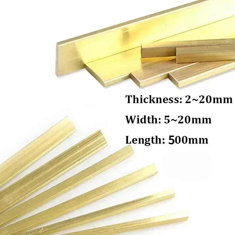 H59 Brass Flat Bar Plate Strip Thicknesses 20mm 15mm 10mm 6mm 30mm Pure Copper Solids Metal Plate Length 500mm