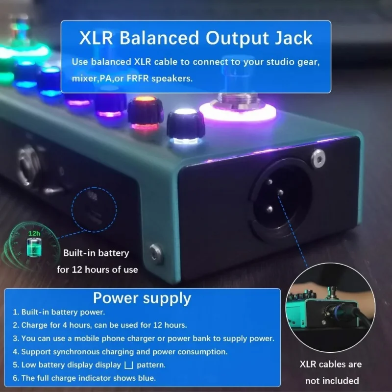 معالج M-VAVE Yuimer V2 TANK-G متعدد التأثيرات مع دواسة تأثير الجيتار الكهربائي APP