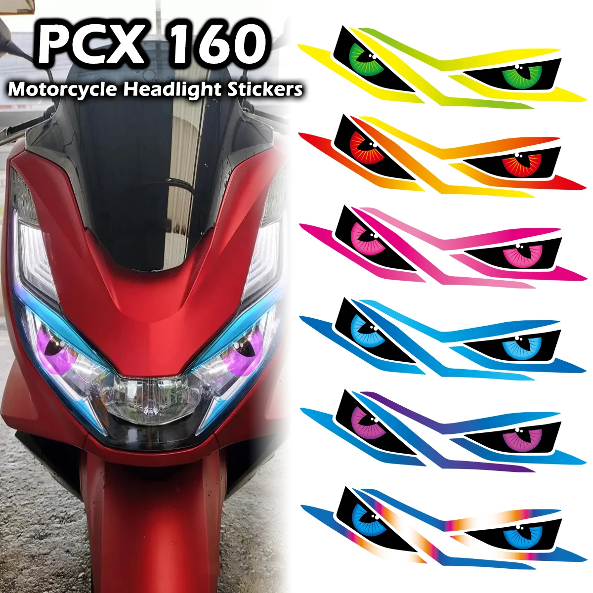 

Для Honda 2021-2023 PCX160 PCX 160 наклейки на фары мотоцикла, тонировка глаз, декоративные прозрачные аксессуары, наклейки